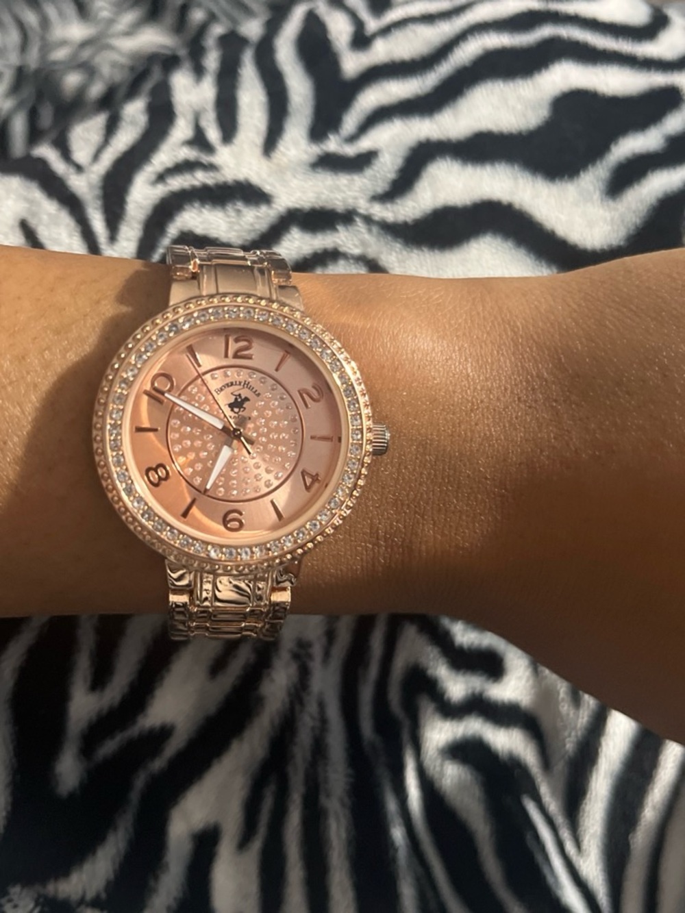 Beverly Hills Polo Club Rose Gold Crystal Accent Women's Bracelet Watch